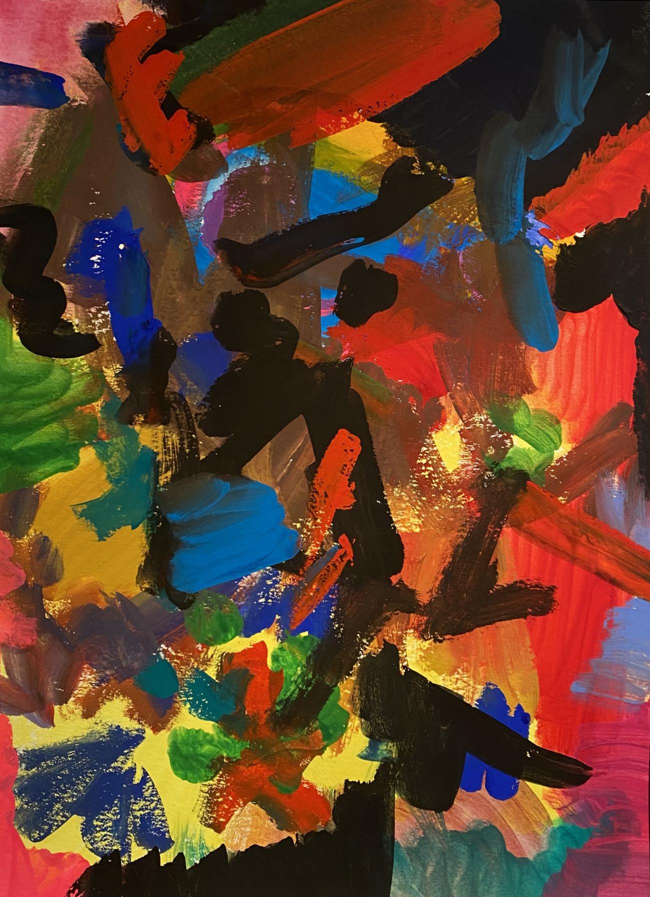 A photograph of an abstract acrylic painting